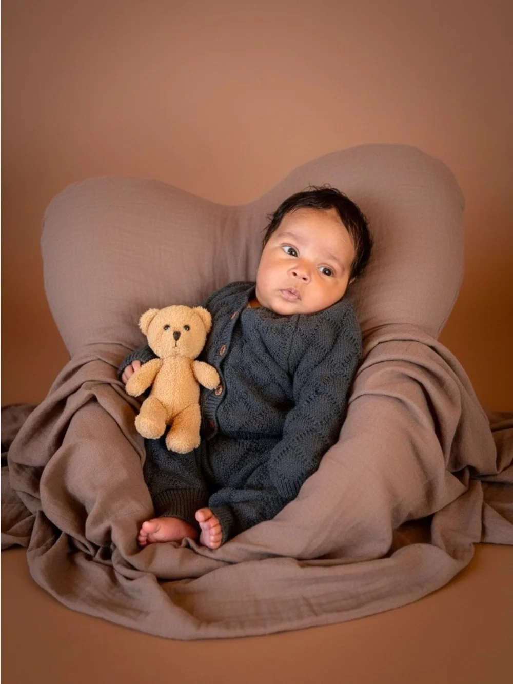 Cozy Knit Kids Matching Set - Charcoal